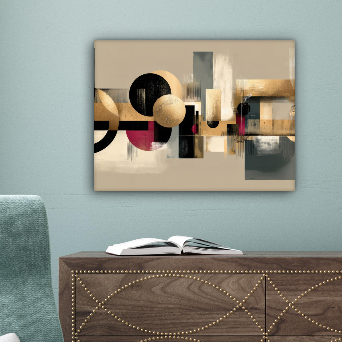 LEINWANDBILD Abstrakt - Formen - Beige - Texturen Wandbild 40x30 cm - Beige, Textil (40/30cm) - MuchoWow