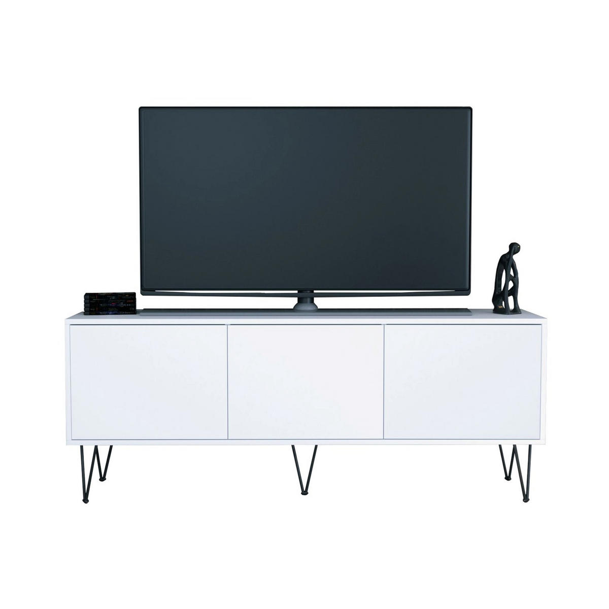 TV-BOARD Elisa, Lowboard mit Push-to-Open, Made in Germany, Moderner Fernsehschrank, Weiß matt (152,5 x 60,5 x 37 cm) - Weiß, Holzwerkstoff (152.5/60.5/37cm) - InnoFurn