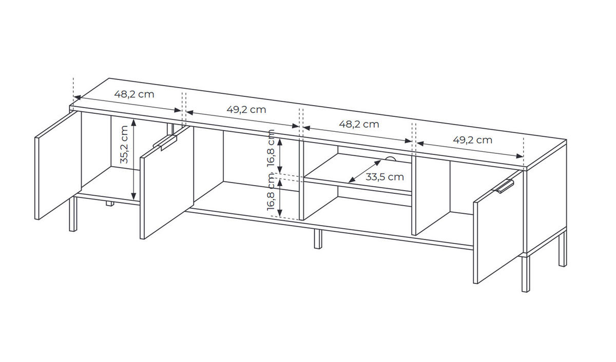 LOWBOARD Lars anthrazit / gold 202,9 / 39,5 / 53,4 cm - Anthrazit, Holz/Holzwerkstoff (202.9/53.4/39.5cm) - Feldmann-Wohnen