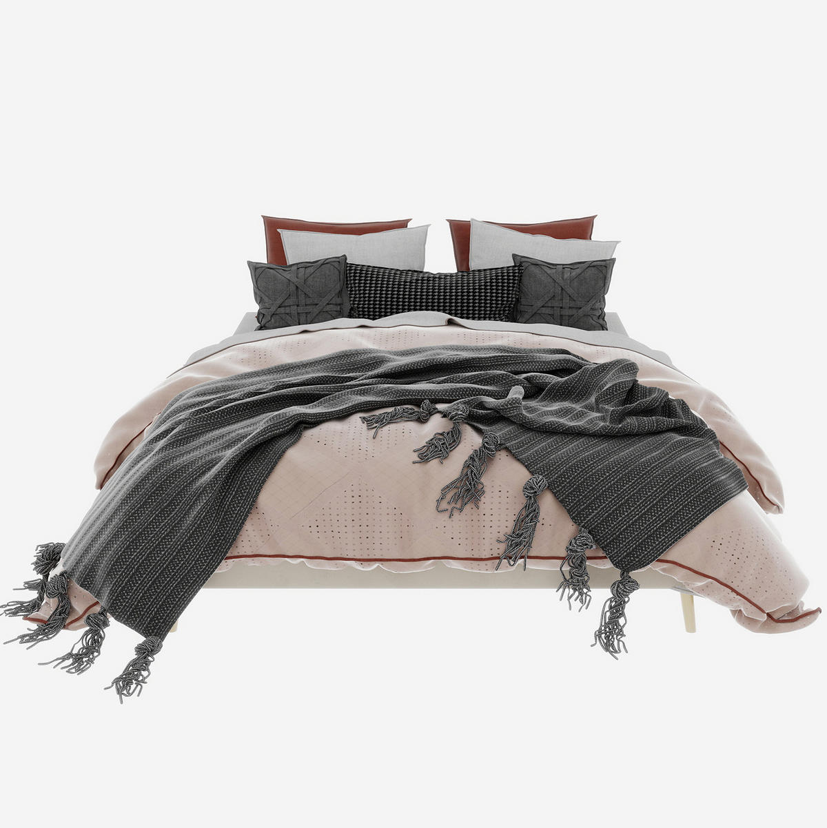 POSTEĽ 140/200 cm béžová z látky a kovu s pevným rámom a moderným nízkym profilom - béžová, textil (140/200cm) - OKWISH