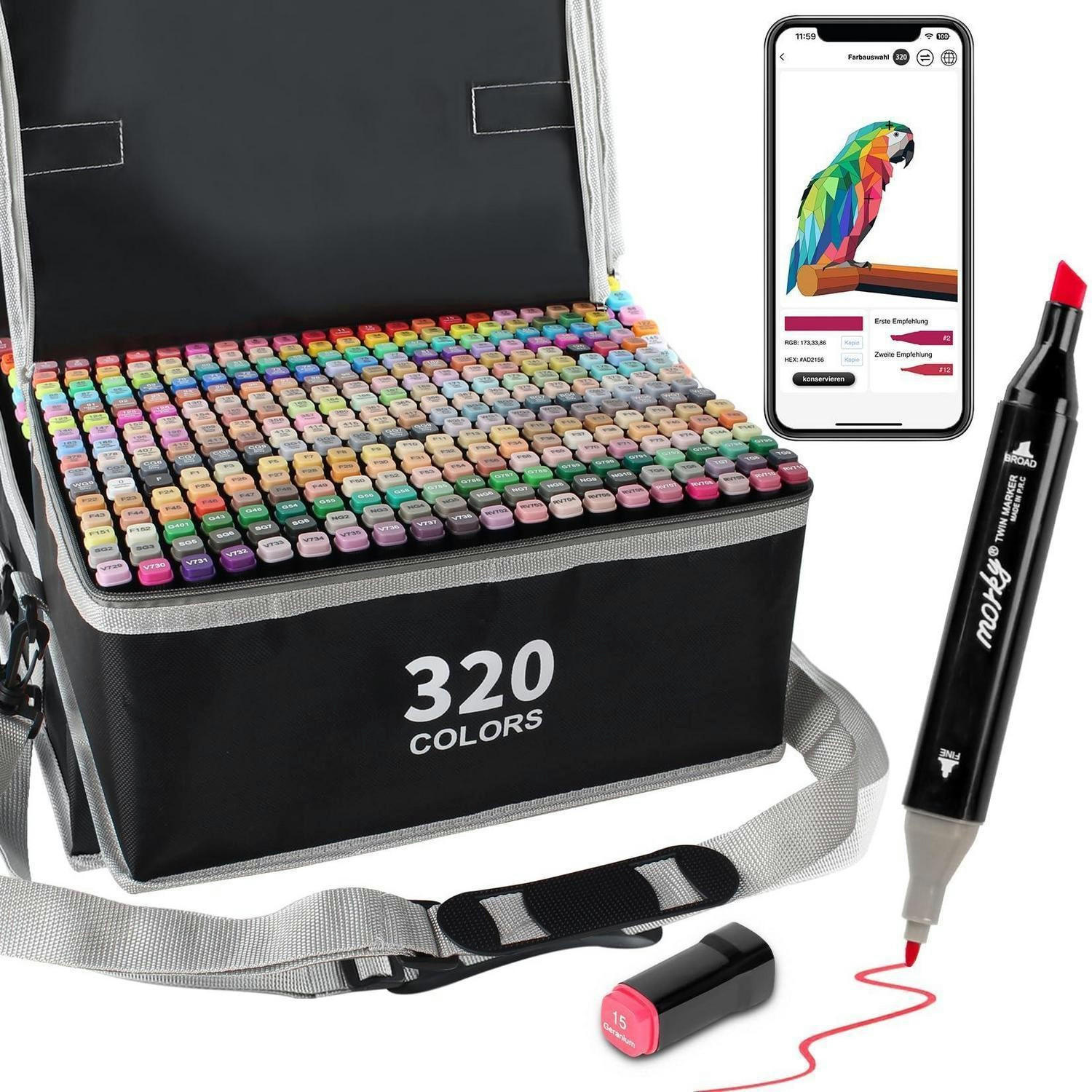 MARKER-SET 320 Farben mit App und Tasche - Multicolor, Kunststoff (27/16/34.5cm)