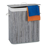 WÄSCHEKORB - Multicolor, Holz/Textil (55/63/35cm) - Relaxdays