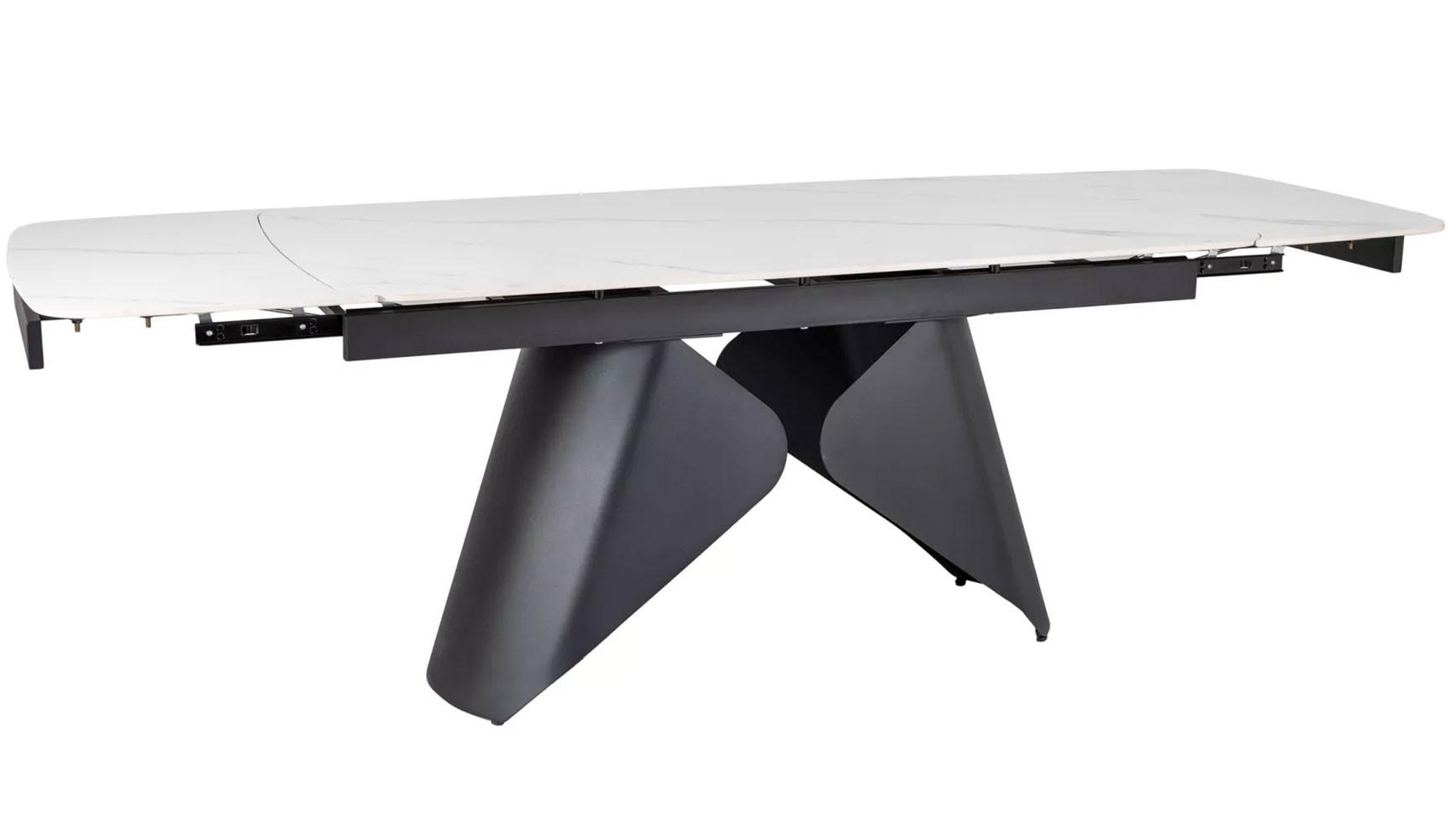 ESSTISCH Armando Weiß Marmor / Schwarz 160-240 / 90 / 76cm - Schwarz/Weiß, Holz/Keramik (90/240/76cm) - Feldmann-Wohnen