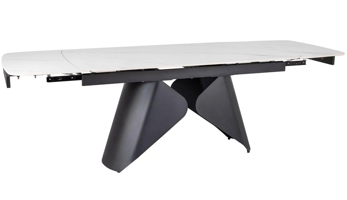 ESSTISCH Armando Weiß Marmor / Schwarz 160-240 / 90 / 76cm - Schwarz/Weiß, Holz/Keramik (90/240/76cm) - Feldmann-Wohnen