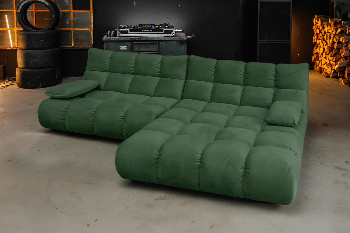 SITZGRUPPE VIVIEN 3ER SET Smaragdgrün Velvet - Smaragdgrün, Kunststoff/Textil (359/85/510cm) - KAWOLA