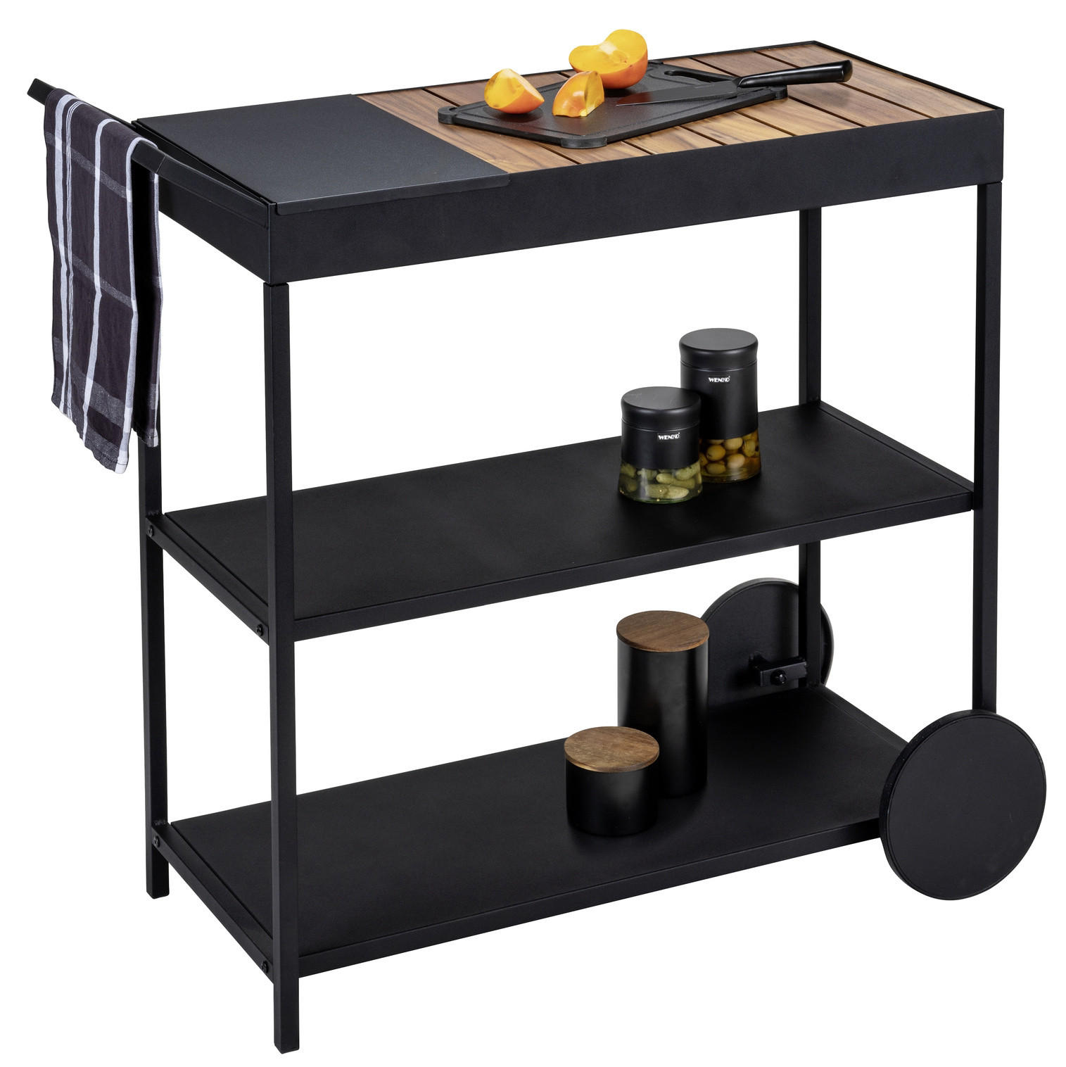Wenko Servierwagen Schwarz 40x98x80 cm