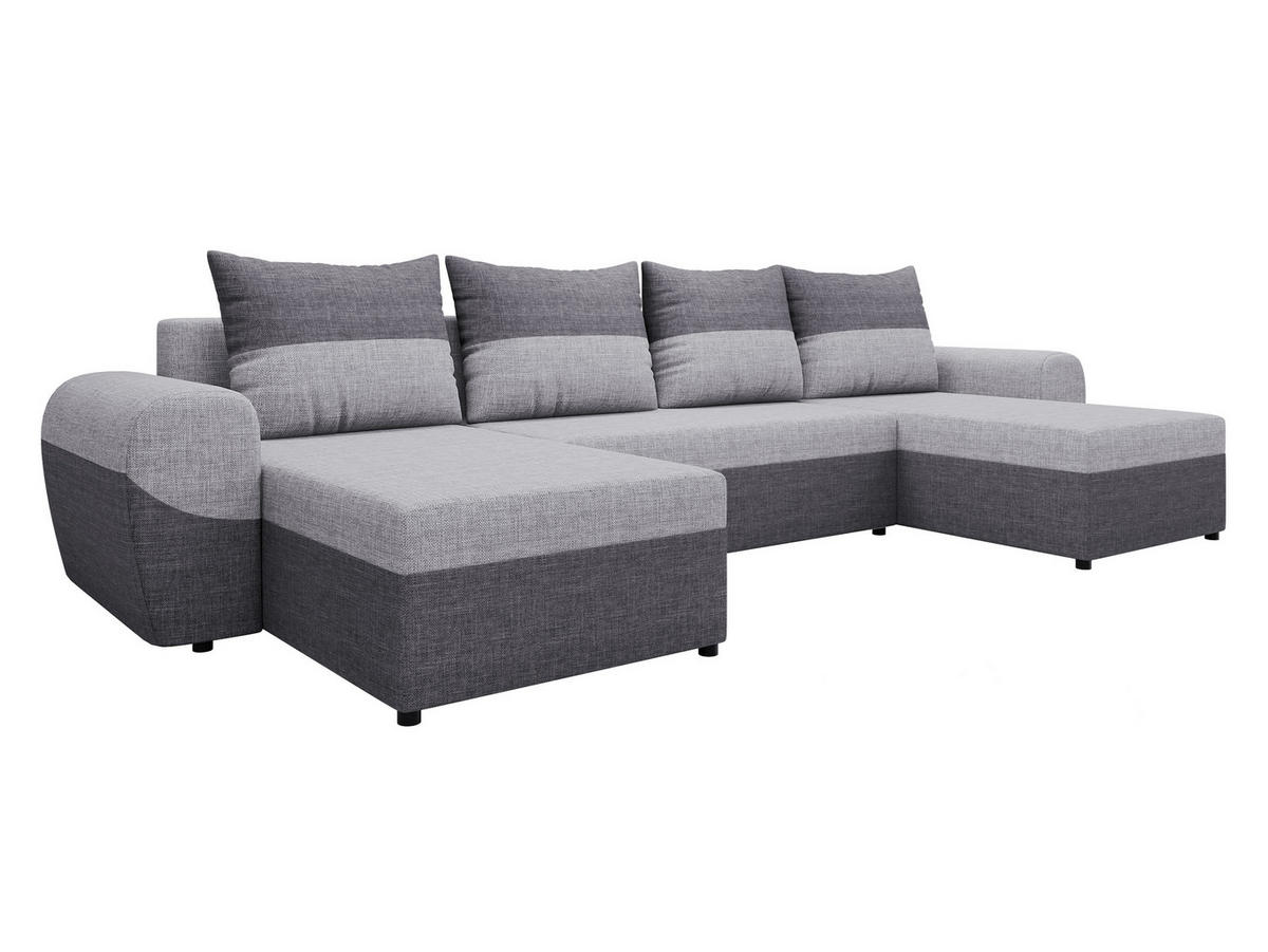 WOHNLANDSCHAFT Mader U - Dunkelgrau/Schwarz, Holz/Kunststoff (330/86/140cm) - MIRJAN24