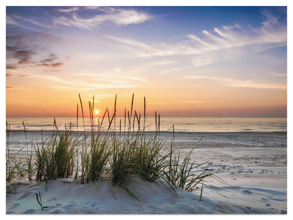FOTOTAPETE Meer STRAND Dünen Sonnenuntergang Landschaft 3D 200x140cm - Blau/Beige, Papier (200/140cm) - Muralo