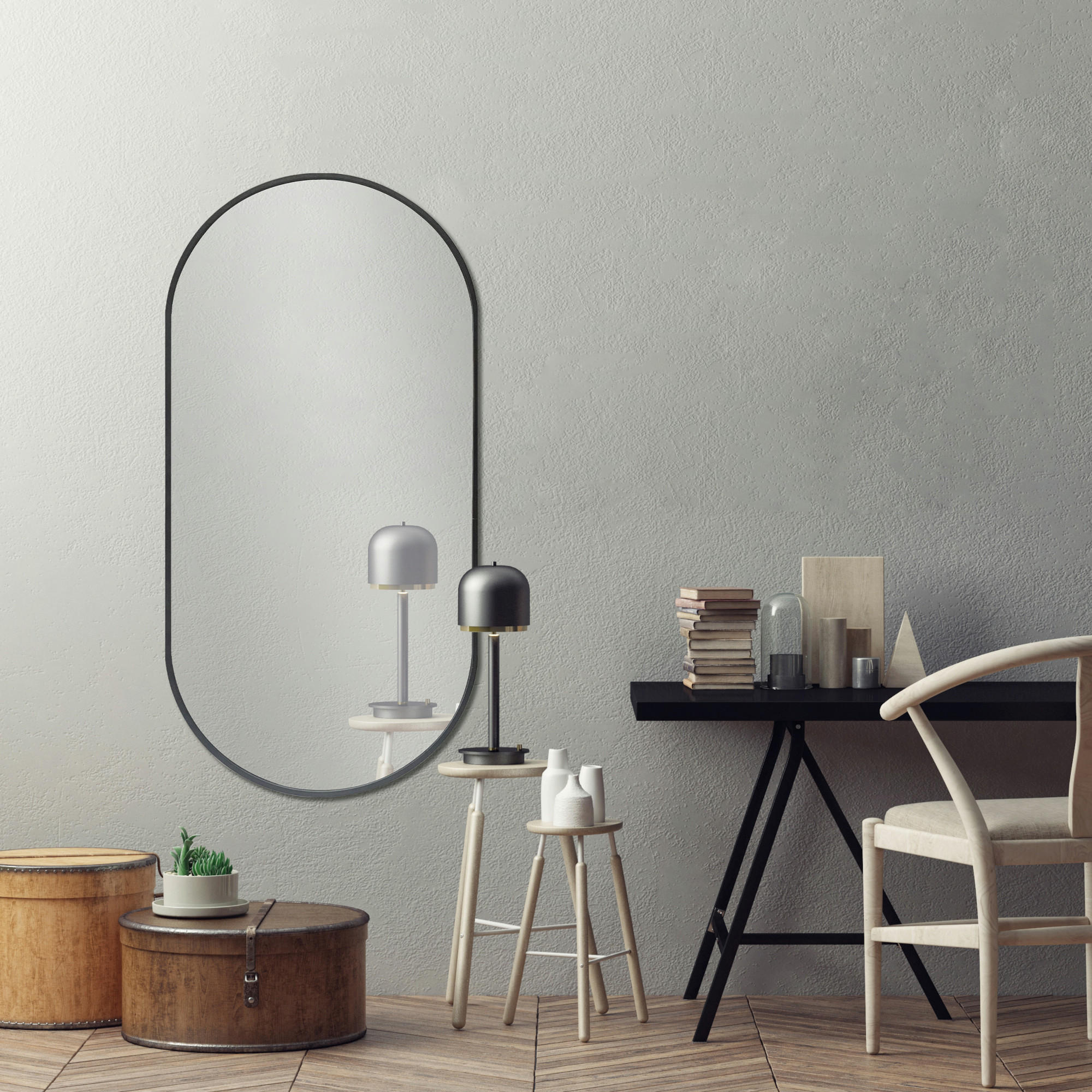 WANDSPIEGEL Corato - Schwarz, Glas/Metall (38.4/2.8/78.4cm) - [en.casa]