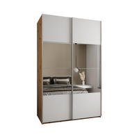 SCHWEBETÜRENSCHRANK 245,5/150/64 2-türig - Silberfarben/Weiß, Holz/Metall (150/245/64cm) - Abiks Möbel
