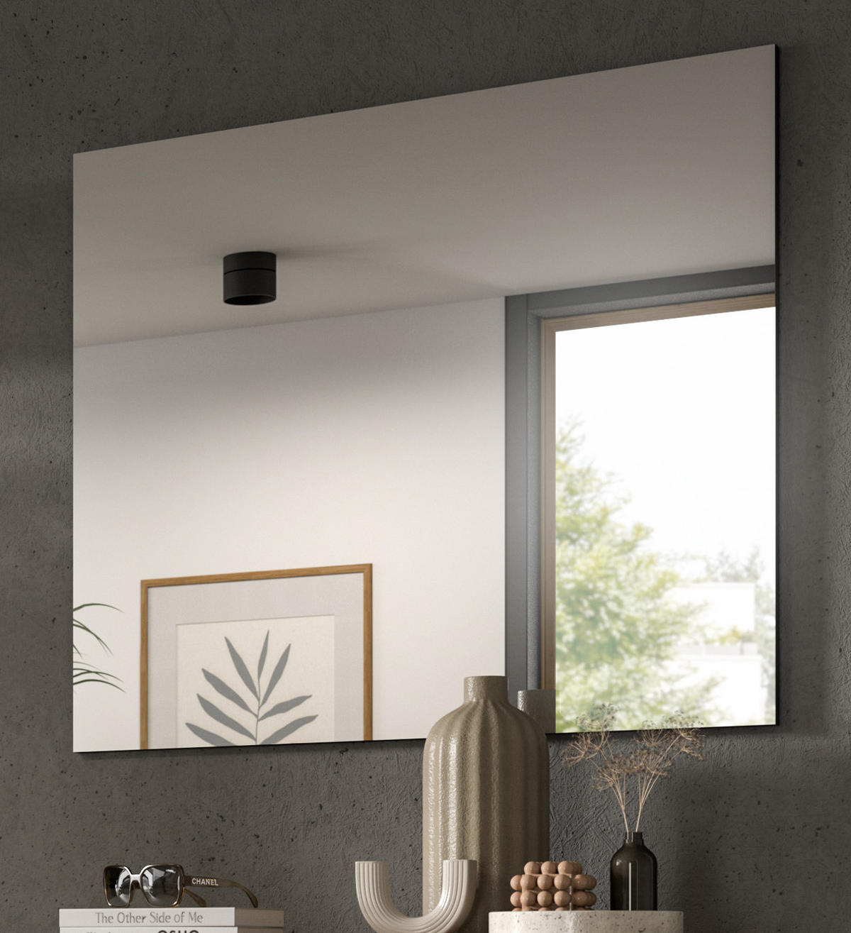 GARDEROBENSPIEGEL grau, Wandspiegel 80 x 73 cm - Grau, Glas/Holzwerkstoff (80/73/2cm) - Inn.Furn
