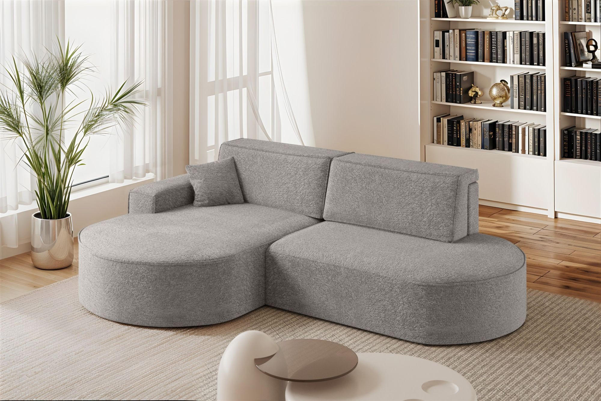 ECKSOFA Venedig Mit Schlaffunktion - Grau, Holzwerkstoff/Textil (278/179cm) - Fun Möbel