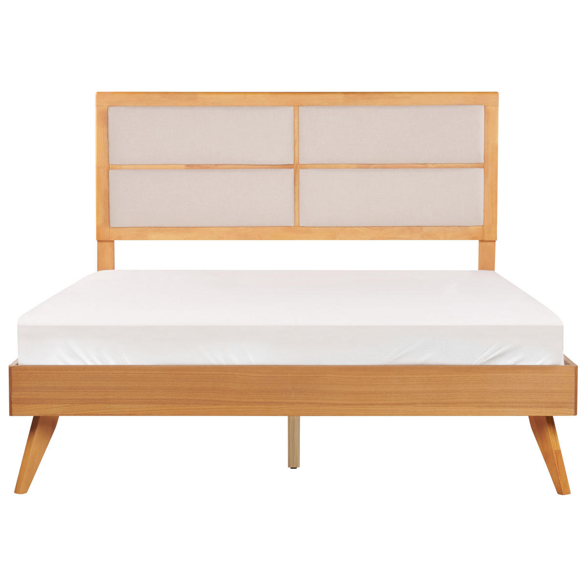 BETT mit Lattenrost 160/200 cm Hellbraun Poissy - Hellbraun/Beige, Holzwerkstoff (160/200cm) - Beliani