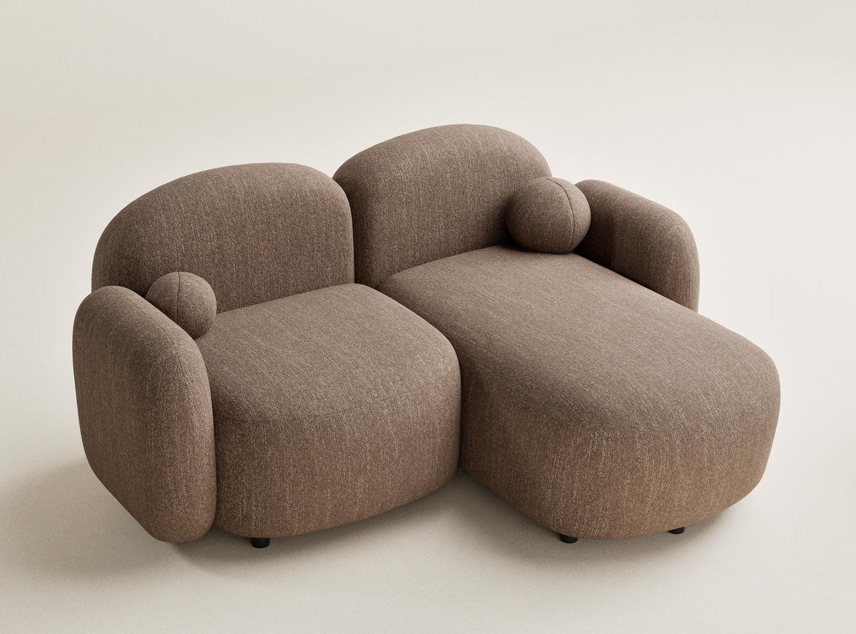 ECKSOFA Bahama Braun Webstoff - Schwarz/Braun, Holz/Holzwerkstoff (190/146cm) - Maison de Reve