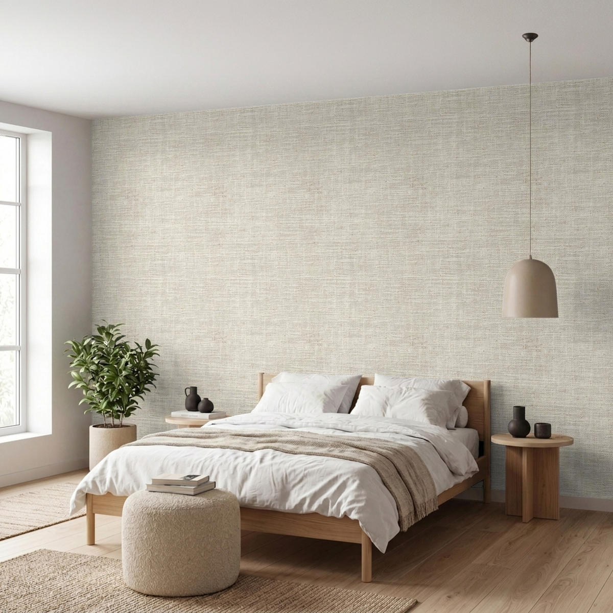 TAPETE - Leinen - Textur - Beige - 500x200 cm - Creme, Papier (500/200cm) - OnlyWow