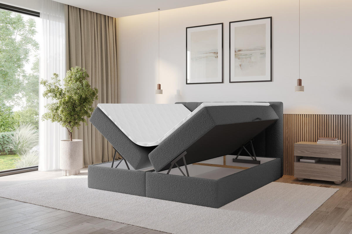 KONTINENTÁLNÍ POSTEL s matrací H3 - OTTA - 120x200 cm Šedá - šedobéžová, kompozitní dřevo (120/200cm) - ALTDECOR