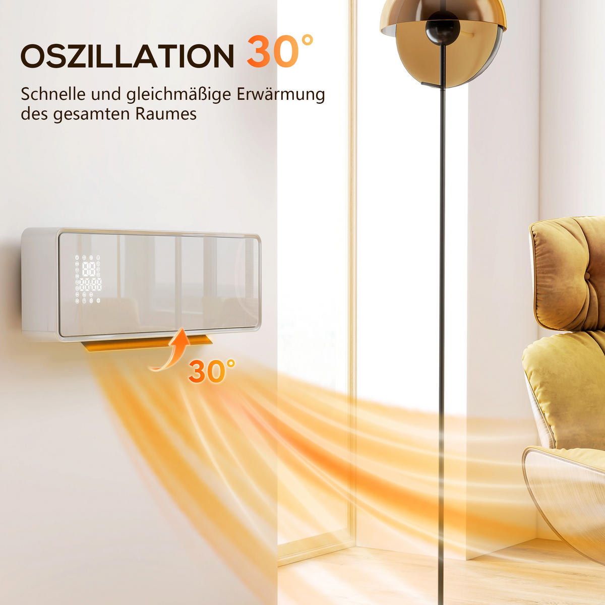 WANDHEIZGERÄT ABS PA Weiß - Weiß, Kunststoff (18.7/12.3/54cm) - HOMCOM