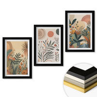 WANDBILDER 3er-Set - 20x30 cm Schwarzer Rahmen - Pflanzenmotive in gedeckten Farben - Schwarz, Kunststoff (20/30cm) - ArtPrintCave