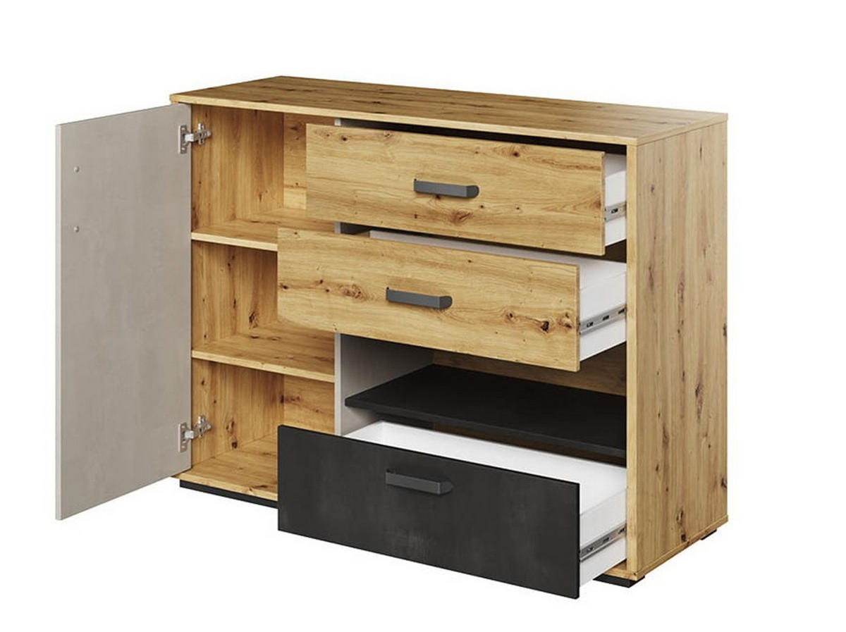 KOMMODE Qubic QB-07 - Eiche Artisan, Holzwerkstoff (120/90/42cm) - Meblini