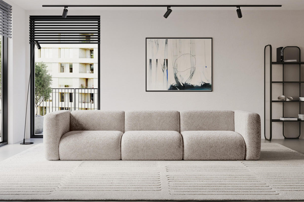 MODULÁRNÍ pohovka MIRA-S2, 3místná, 319 × 89 × 70 cm, světle šedá, velur - černá/světle šedá, kompozitní dřevo/textil (319/70/89cm) - ALTDECOR