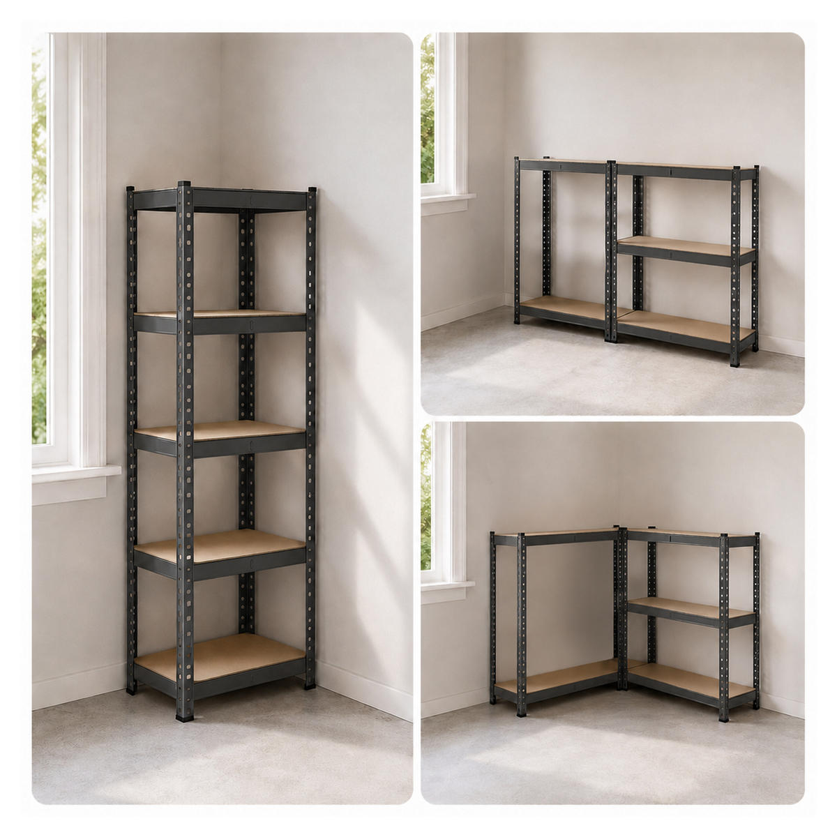 SCHWERLASTREGAL Anthrazit 5 Ebenen 180 cm - Anthrazit, Holzwerkstoff/Kunststoff (75/180/30cm) - Relaxdays