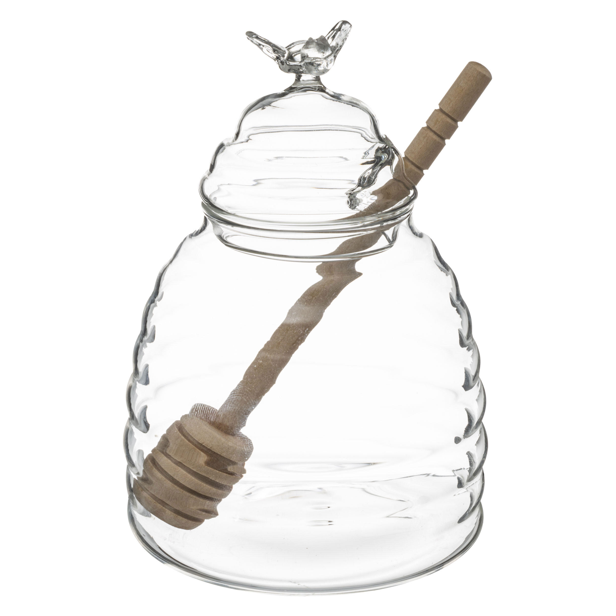 HONIGTOPF mit Löffel, Glas, 400 ml - Transparent, Glas (11/11/15.5cm) - 5five Simply Smart
