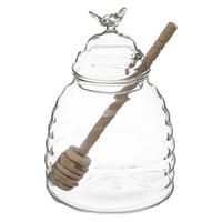 HONIGTOPF mit Löffel, Glas, 400 ml - Transparent, Glas (11/11/15.5cm) - 5five Simply Smart