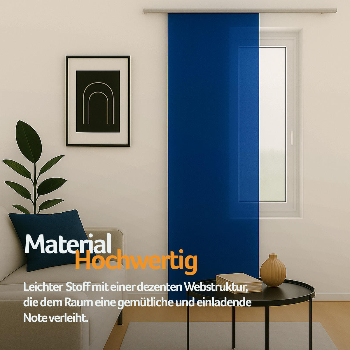 FLÄCHENVORHANG blickdicht 60x245 cm Blau ohne Technik - Blau, Textil (60/245cm)
