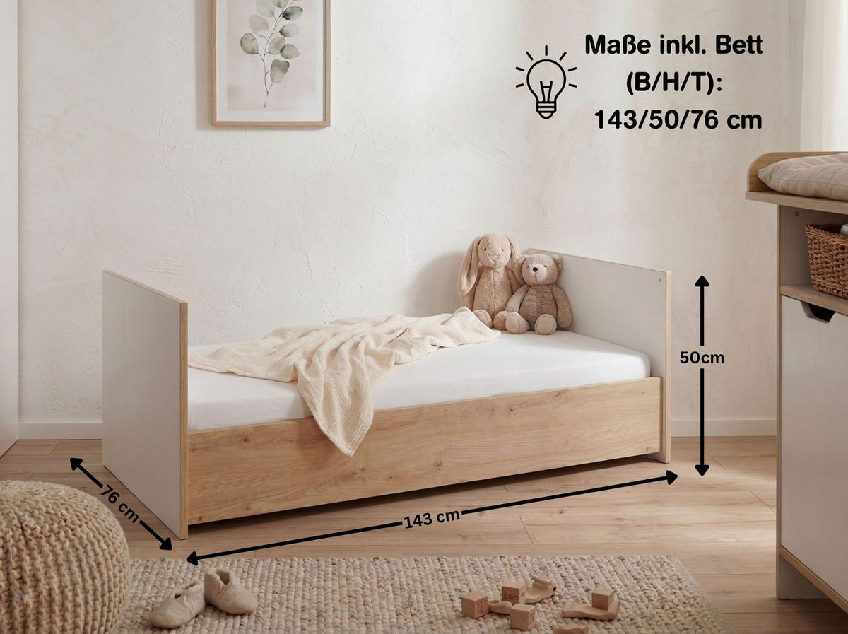 UMBAUSEITEN Für Babybett Maxim - Eiche Artisan, Holzwerkstoff (139/19/2cm) - arthur berndt