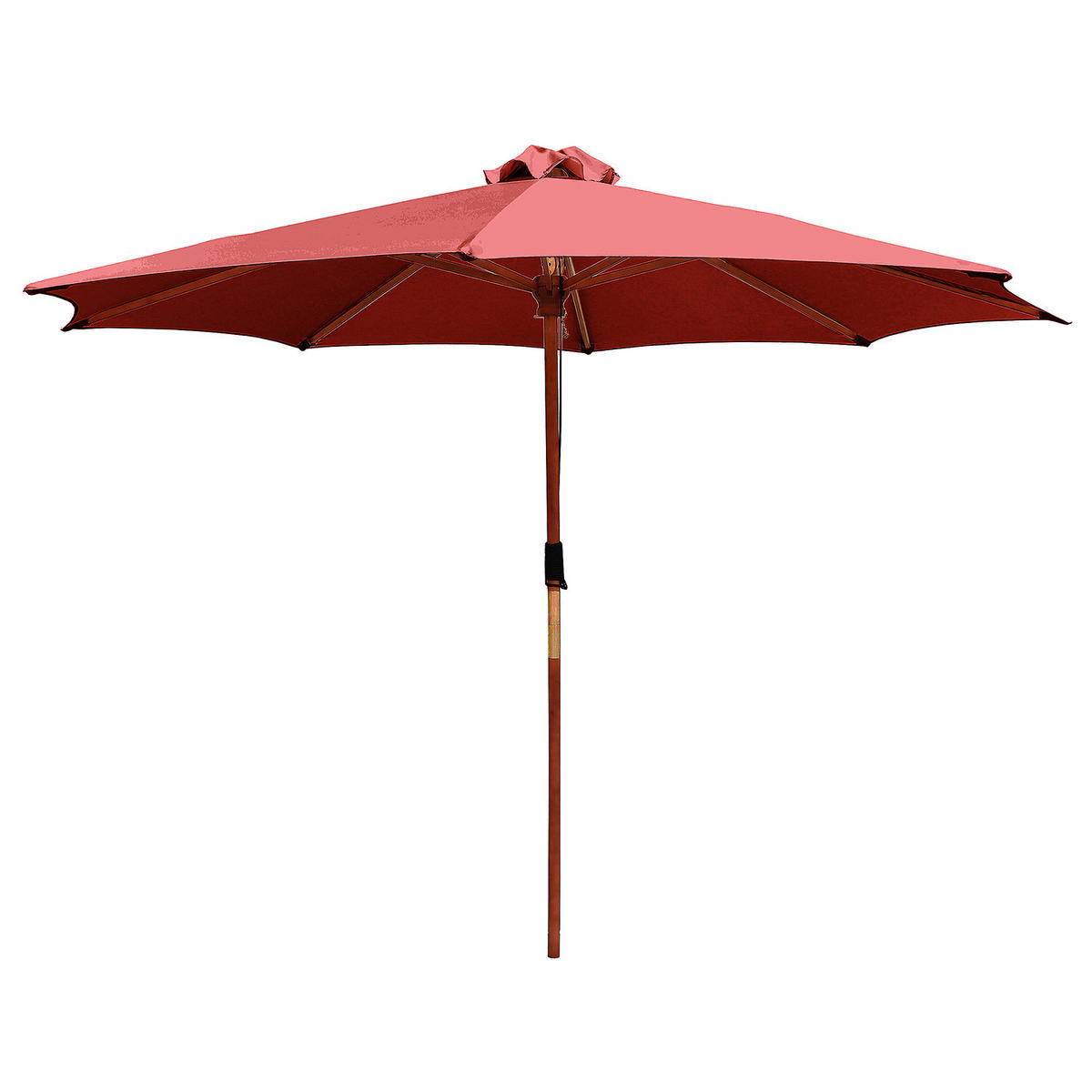 SONNENSCHIRM - Eukalyptus massiv / Polyester - Terracotta, Holz/Textil (250/250cm) - home24