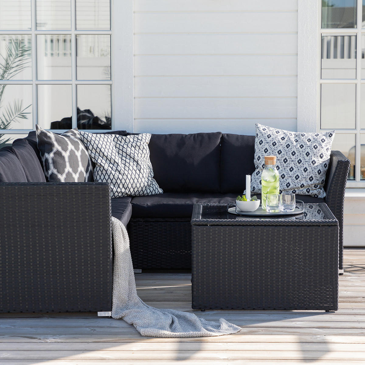 LOUNGESET - Schwarz, Kunststoff - home24