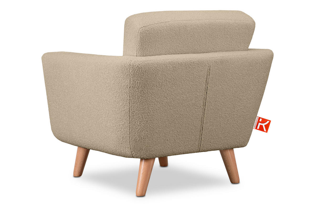 SESSEL TAGIO Massivholz-Beine, Beige - Beige/Braun, Buchenholz/Textil (86/80/88cm) - KONSIMO®