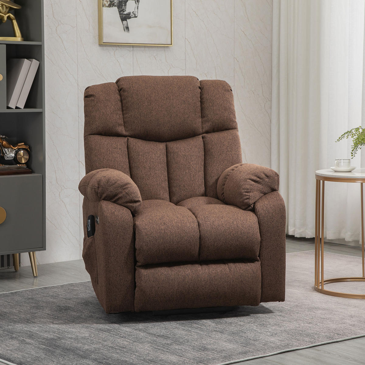 SESSEL mit Aufstehhilfe, Polyester - Braun, Kunststoff (95/107/92cm) - HOMCOM
