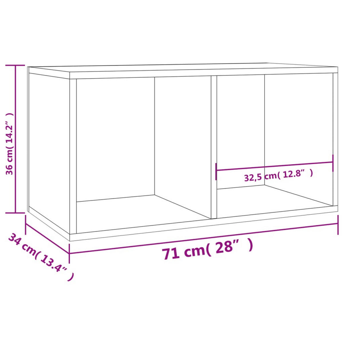 SCHALLPLATTEN-AUFBEWAHRUNGSBOX Betongrau 71/34/36 Cm - Grau, Holz (34/34/71cm) - vidaXL