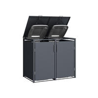 MÜLLTONNENBOX Anthrazit 2er mit Gasdruckfeder-Deckel 132/80/116 cm - Grau, Kunststoff (80/175/120cm) - Plats Outdoor solution