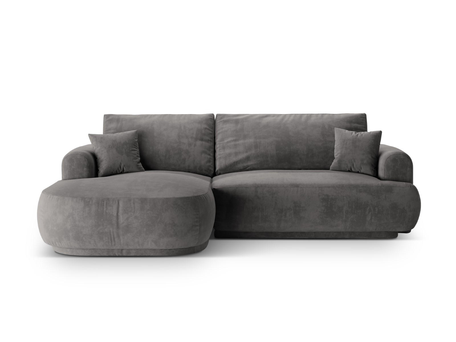 SCHLAFSOFA modular mit Bettkasten links Ella aus Samt grau 5 Sitzplätze - Grau, Textil (174/271cm) - Micadoni