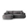 SCHLAFSOFA modular mit Bettkasten links Ella aus Samt grau 5 Sitzplätze - Grau, Textil (174/271cm) - Micadoni