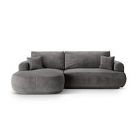 SCHLAFSOFA modular mit Bettkasten links Ella aus Samt grau 5 Sitzplätze - Grau, Textil (174/271cm) - Micadoni