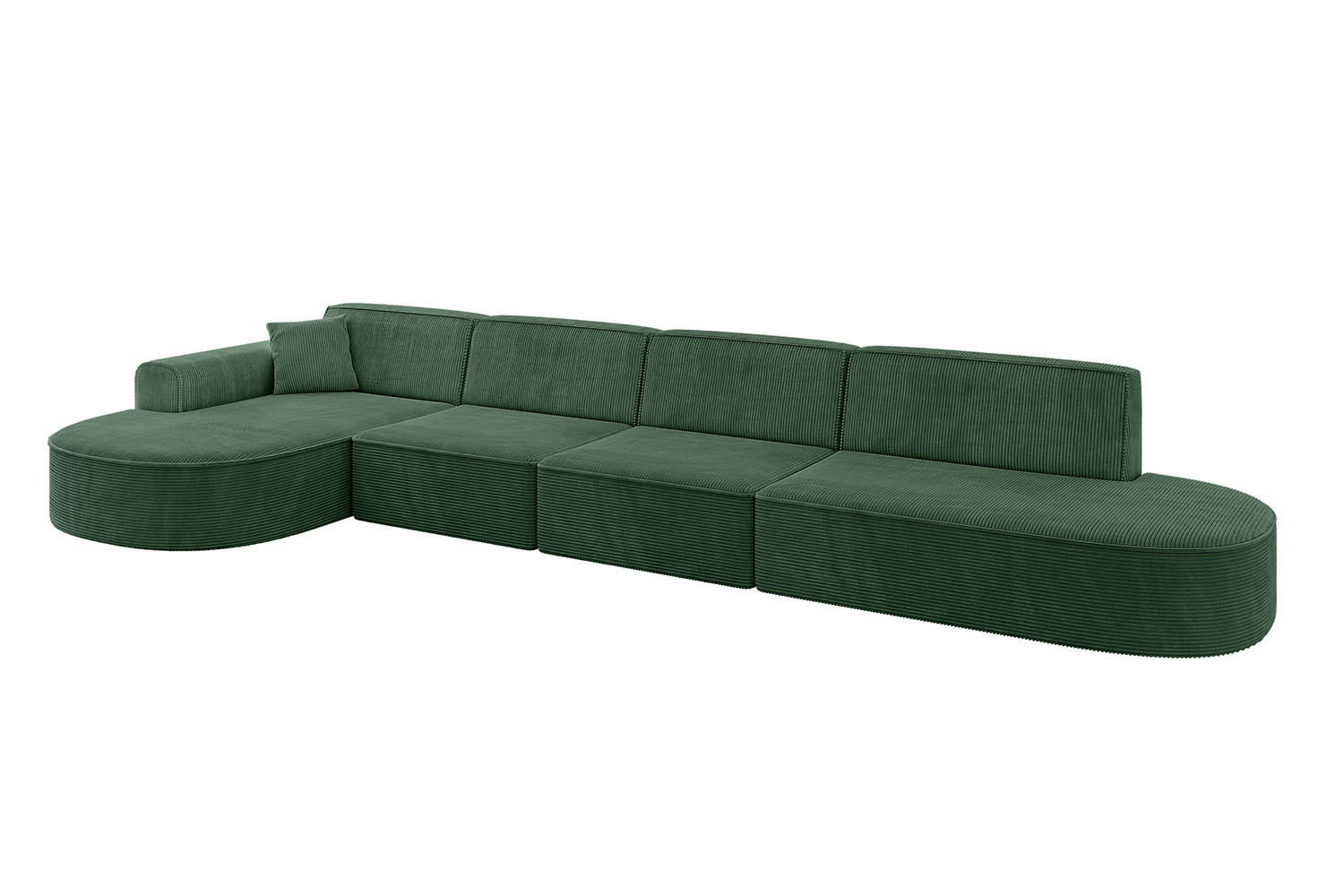 ALTDECOR ROHOVÁ SEDACÍ SOUPRAVA s otomanem vlevo MARI-L3 – 413 × 171 × 79 cm, zelený manšestr