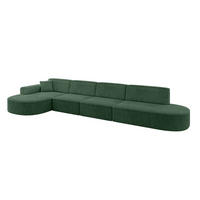 ECKSOFA Ottomane Links MARI-L3 - 402x163x73,5 cm Grün Cord - Schwarz/Grün, Holzwerkstoff/Kunststoff (165/406cm) - ALTDECOR