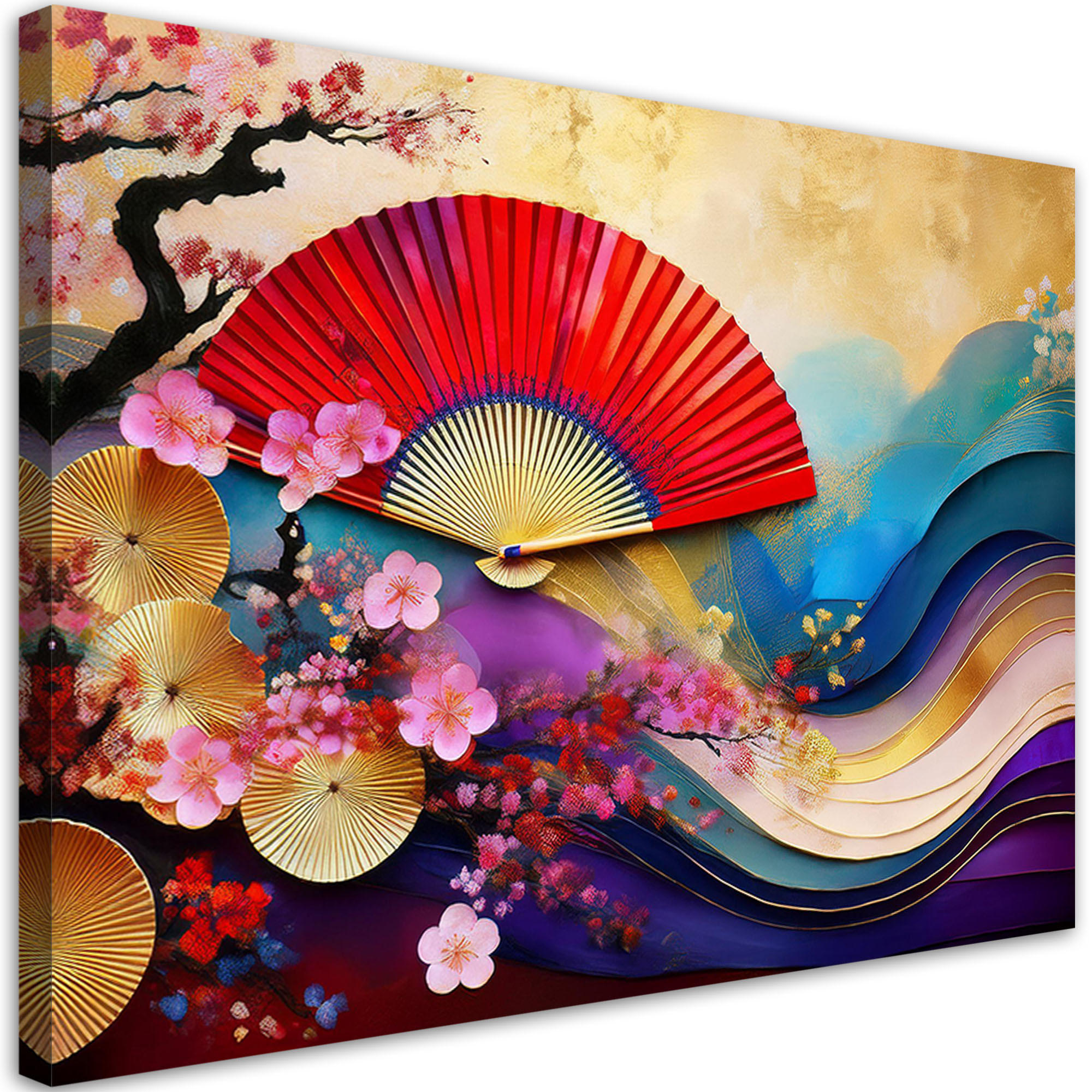 WANDBILD bunte japanische fans - Multicolor, Textil (60/40cm) - Feeby