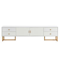 TV-SCHRANK 175/30/46 cm weiß MDF mit 4 Schubladen und goldenen Griffen - Weiß, Holzwerkstoff (175/46/30cm) - OKWISH