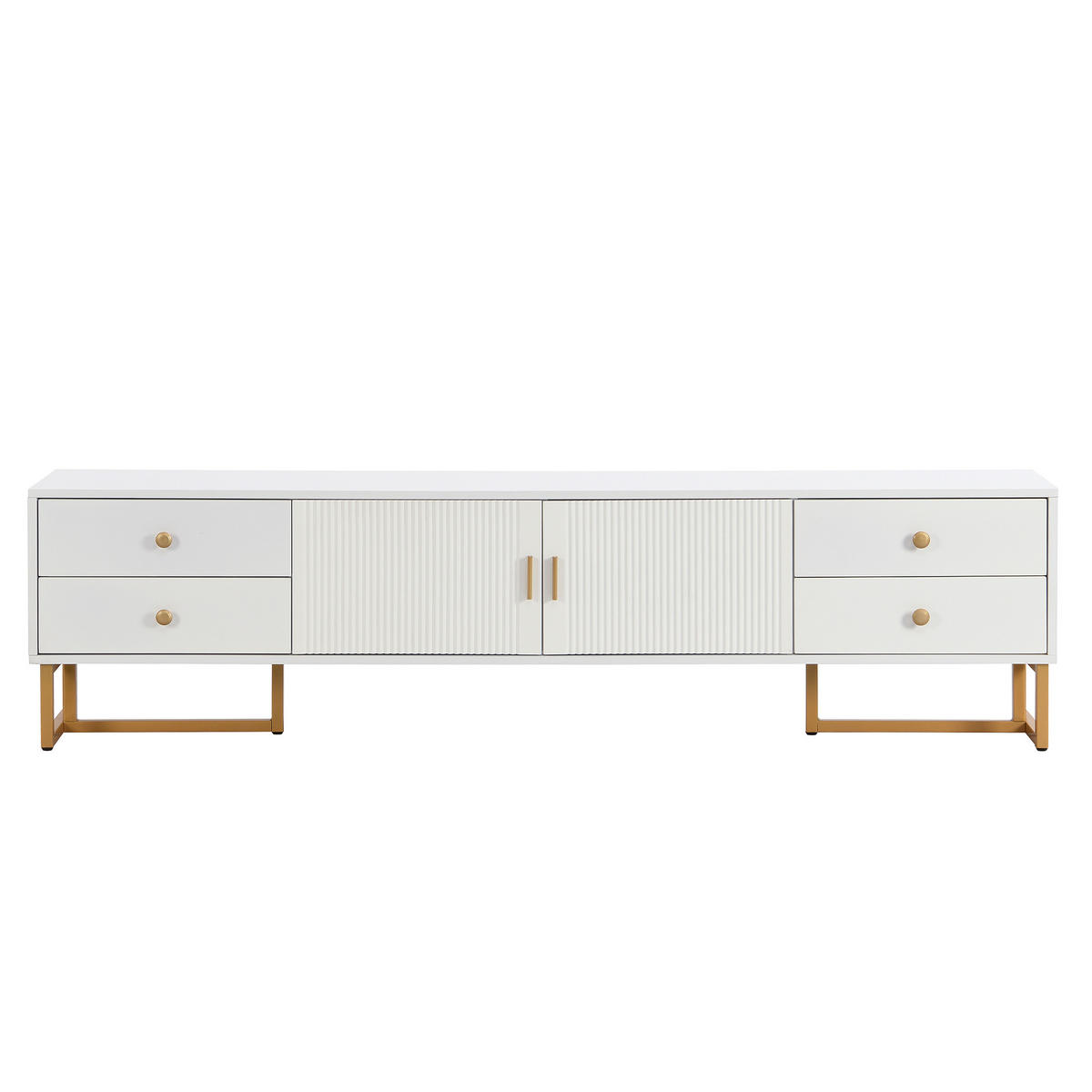 TV-SCHRANK 175/30/46 cm weiß MDF mit 4 Schubladen und goldenen Griffen - Weiß, Holzwerkstoff (175/46/30cm) - OKWISH