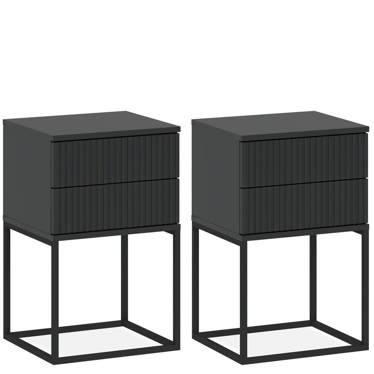 NACHTTISCH RECTUS 2-er Set - Anthrazit/Schwarz, Holzwerkstoff (40/65/39cm) - KONSIMO®