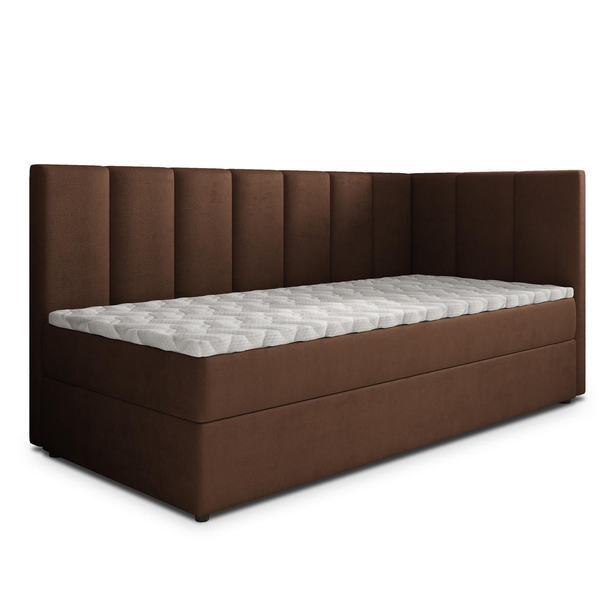BOXBETT BEVE 80x200 cm mit Matratze und Topper, H2+H3 - Braun - Braun, Holz (80/200cm) - MASSENO