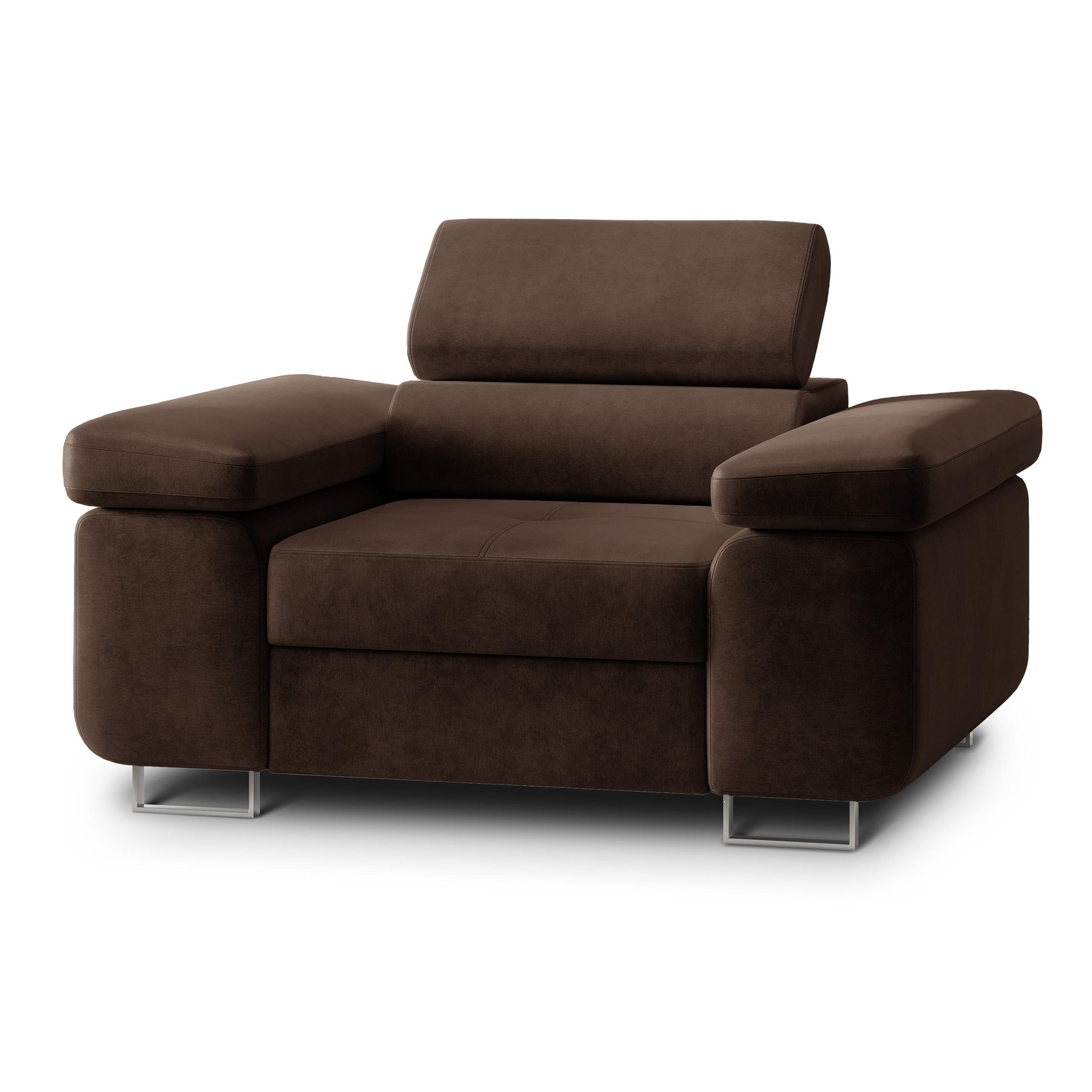 SESSEL CALVO Polstersessel Loungesessel ergonomisch, Braun - Braun, Holz/Metall (133/87/98cm) - MASSENO