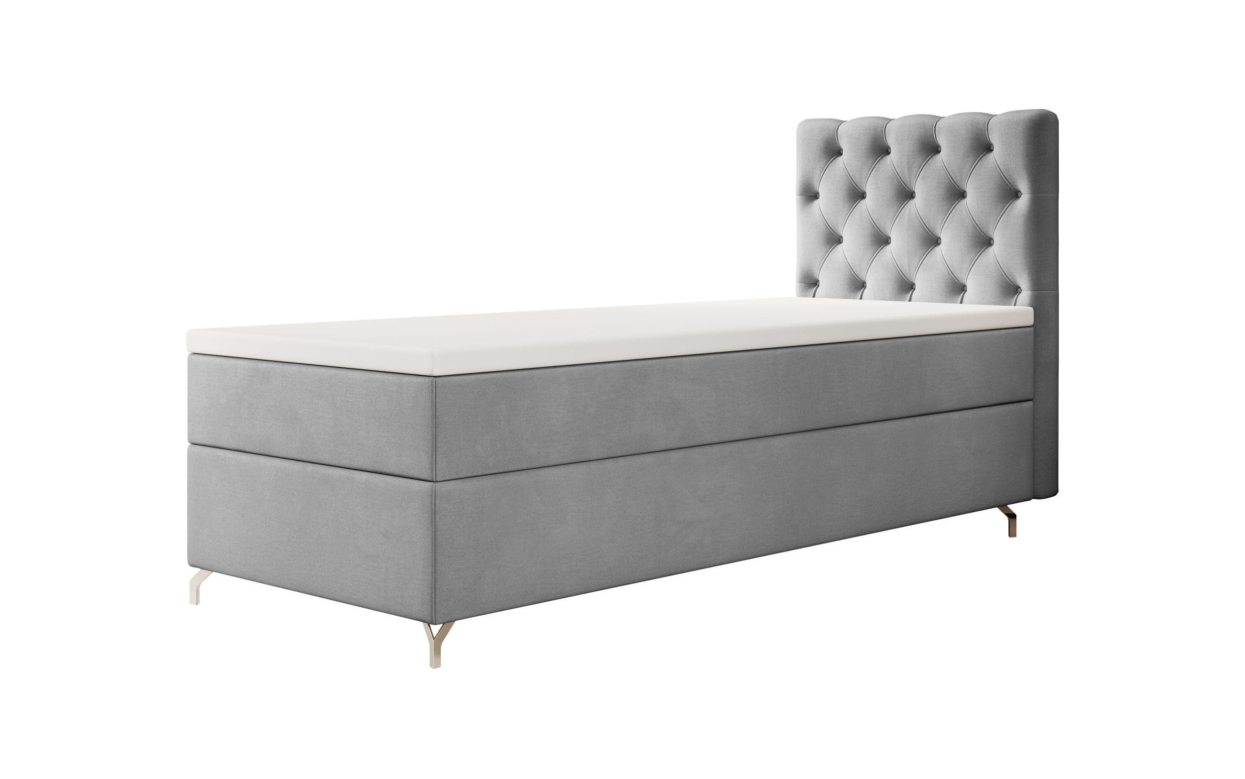 BOXBETT CHESTER P mit Matratze H3, Bonell und Topper 90x200 Monolith 84 - Hellgrau, Textil (90/200cm) - Bedante