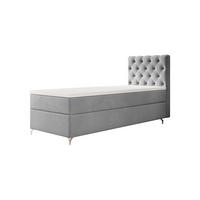 BOXBETT CHESTER P mit Matratze H3, Bonell und Topper 90x200 Monolith 84 - Hellgrau, Textil (90/200cm) - Bedante