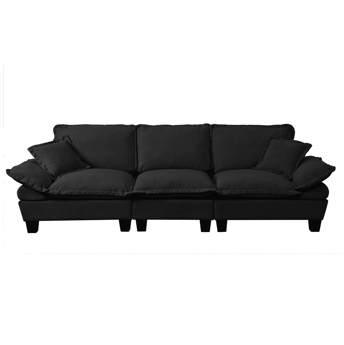 3-SITZER Sofa 263/82/90 cm mit geschwungenen Armlehnen und modularer Form, Chenille, Schwarz - Schwarz, Textil (263/90/82cm) - Redom