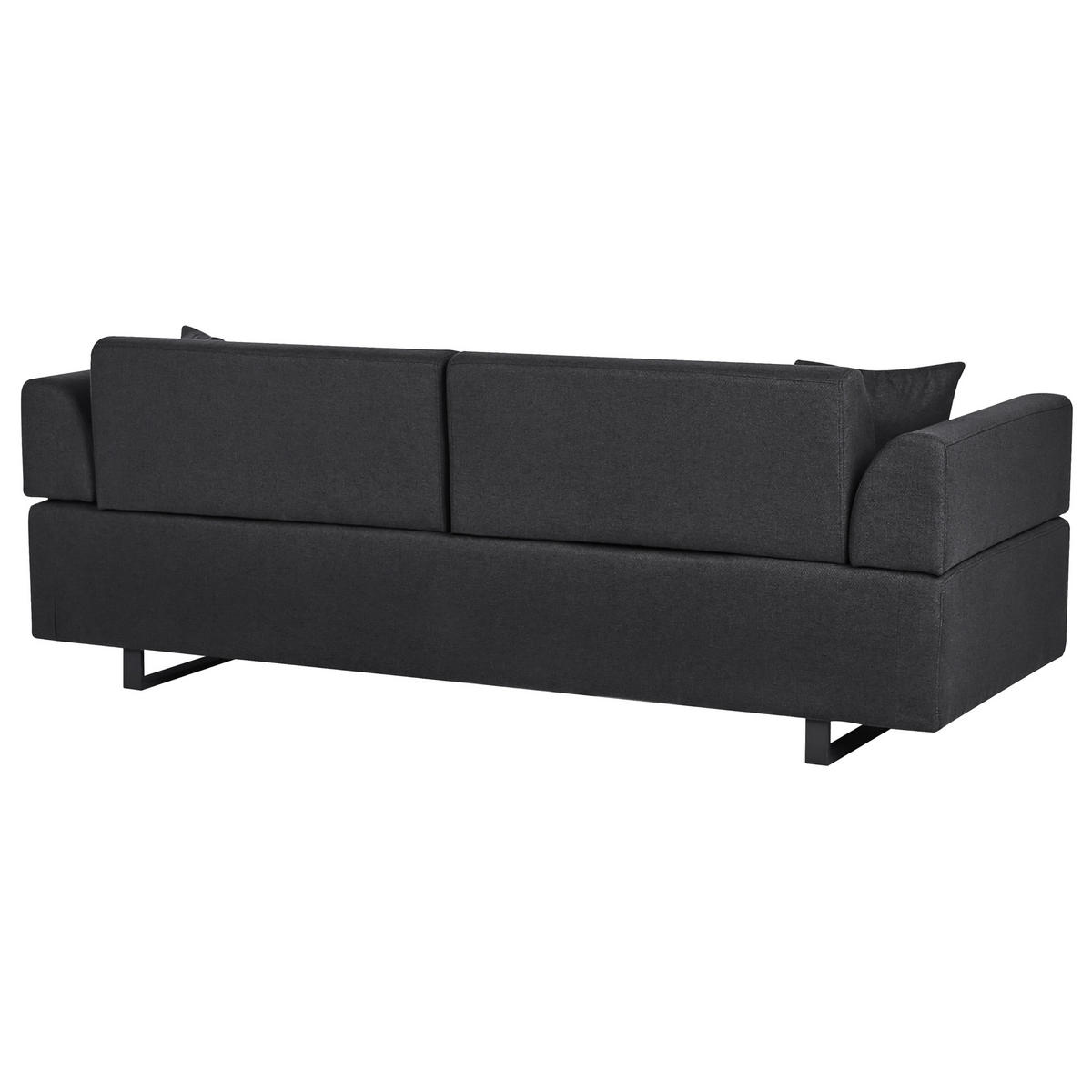 3-SEDEŽNI KAVČ blago črna z mizicama Sokna - črna, tekstil (220/81/86cm) - Beliani